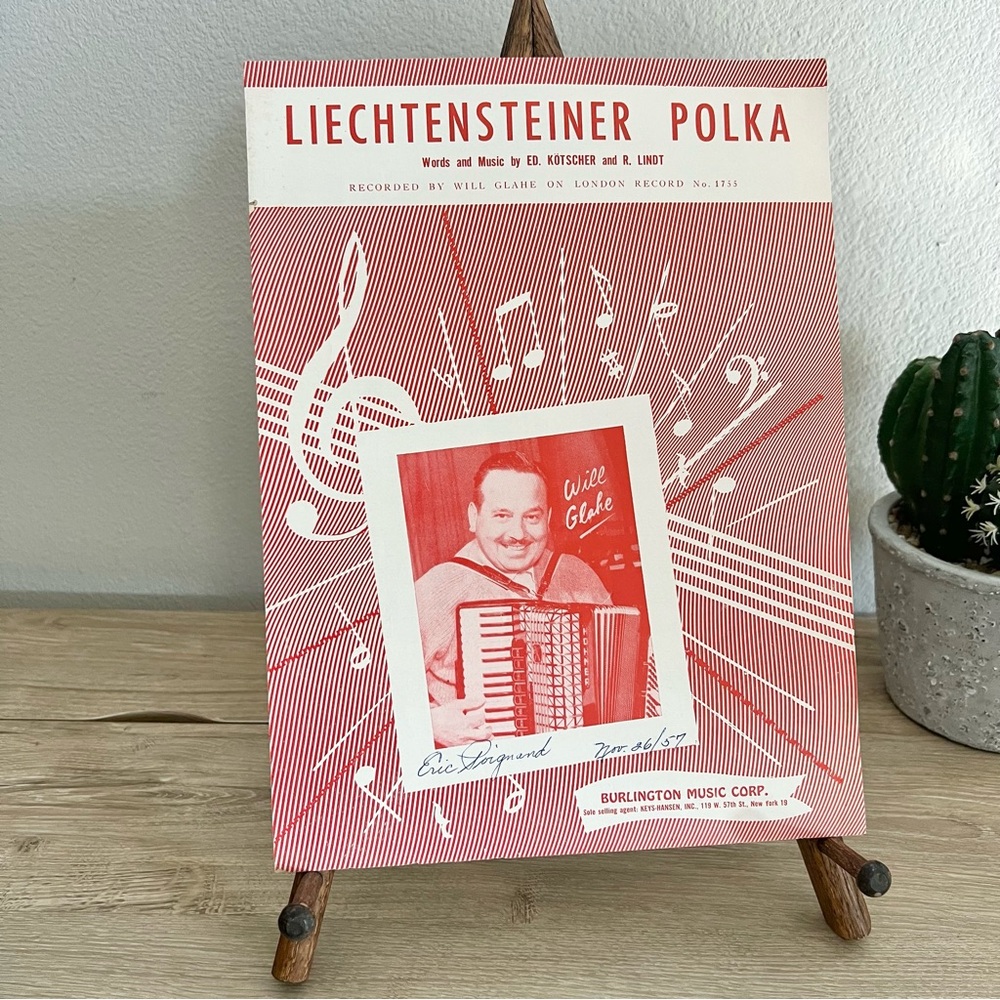Liechtensteiner‎ Polka Sheet Music 1957 Will Glahe Vintage Accordion